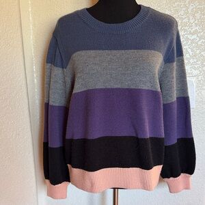Elodie Color Blocking Striped Sweater
